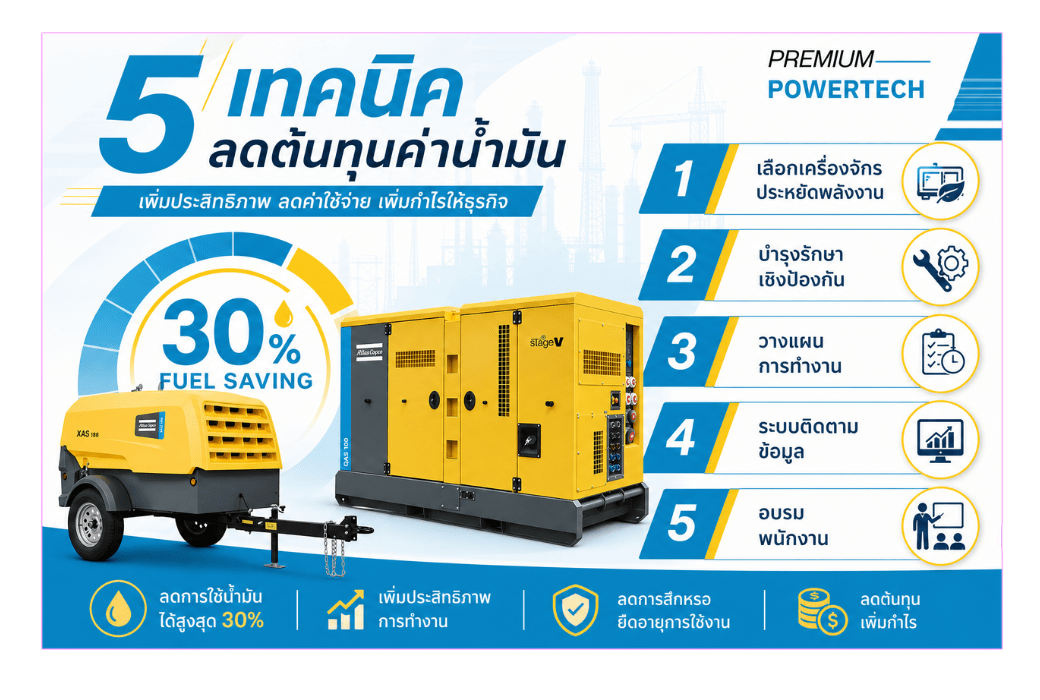 5 เทคนิคหลักในการลดต้นทุนเชื้อเพลิงในไซต์งานก่อสร้าง